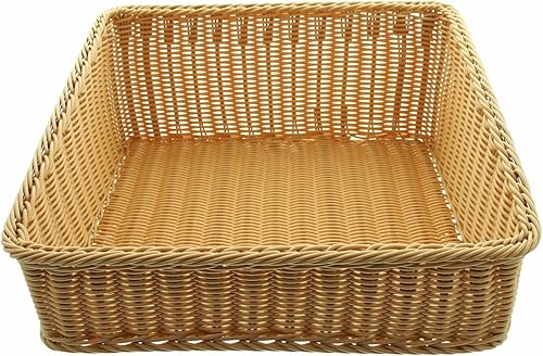 Panier Carré en Polyrotin 50 x 50 cm - Corbeille à Pain, Buffet, Service, Fruits, Légumes, Rangement et Étagère - Nail Gallerys