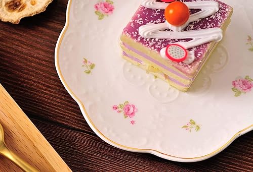 YBK Tech Assiette à dessert en porcelaine anglaise pour le petit déjeuner de l'après-midi - Roses roses roses (15,2 cm) - Nail Gallerys