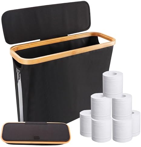 Qivine 30L Rangement Papier Toilette, 12 Rouleaux Pliable Réserves à Rouleaux de Papier Toilette avec Couvercle, Imperméable Boite Panier Rouleaux pour Organisateur Salle de Bain, WC - Nail Gallerys