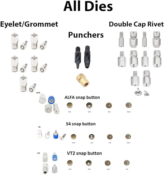 YF STORE Presse manuelle à bouton-pression, rivet, œillet, avec matrices de réglage - Nail Gallerys