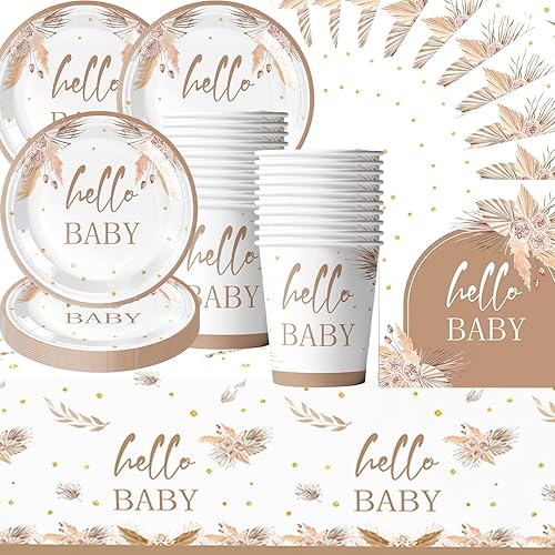 Vaisselle de fête de baptême, 61 pièces (assiettes, gobelets, serviettes, nappes), vaisselle de fête de baptême pour 20 invités - Nail Gallerys