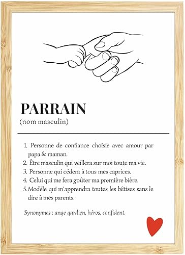 Affiche définition parrain,Affiche Parrain, Définition Parrain, Cadeau parrain, Cadeau baptême parrain, idée cadeau parrain filleul (avec cadre) - Nail Gallerys
