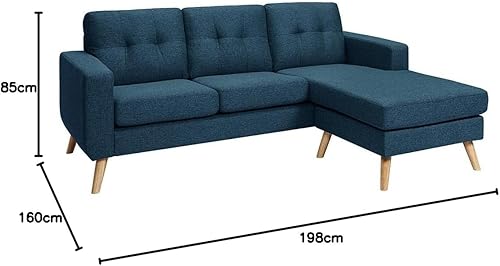 Vente-unique - Canapé d'angle réversible en Tissu Bleu foncé Bartolome - Nail Gallerys