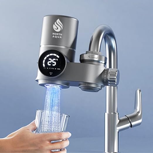 North Aqua Système électronique de filtration d'eau pour robinet – avec désinfection UV, 99,99 % de filtration bactérienne, écran numérique et technologie anti-calcaire pour une eau potable pure - Nail Gallerys