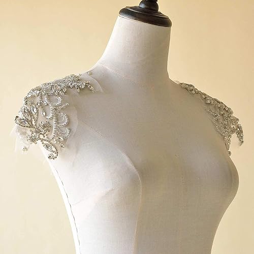 Applique en strass étincelants - Accessoire d'épaule - Manchon en dentelle - Patch à coudre sur robe de mariée (1 paire) - Nail Gallerys
