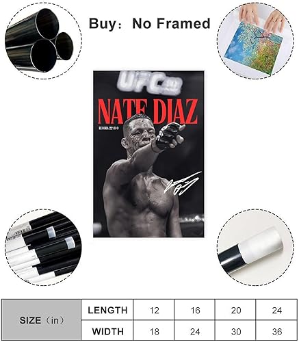 teakcang Poster Nate Diaz Fighter - UFC - Décoration de chambre à coucher, bureau, chambre - Cadeau - 40 x 60 cm - Nail Gallerys