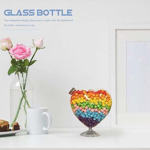 ABOOFAN Bocal en Verre en Forme De Cœur Bouteilles De Souhaits Pot en Verre Étoile Origami avec Bouchon en Liège Petit Pot De Bonbons Terrarium en Verre Transparent pour Bricolage - Nail Gallerys