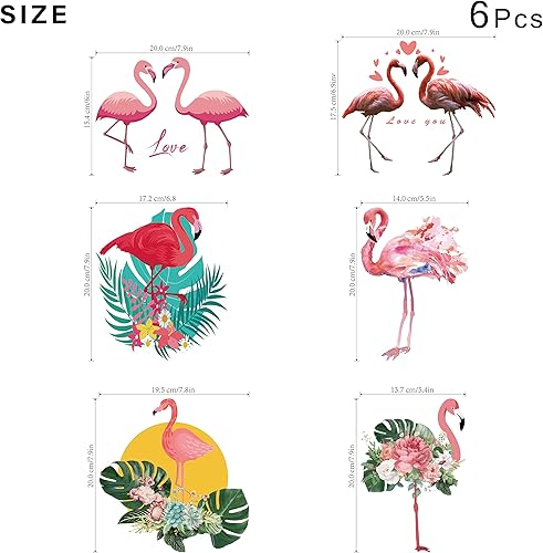 nbeads 6 Pcs Flamant Rose Motif Autocollants de Transfert de Chaleur, Fer sur des Patchs Bricolage Pet Transfert Thermique Patchs pour T-Shirt Vestes Couple Chemises Sac à Dos Vêtements Applique - Nail Gallerys