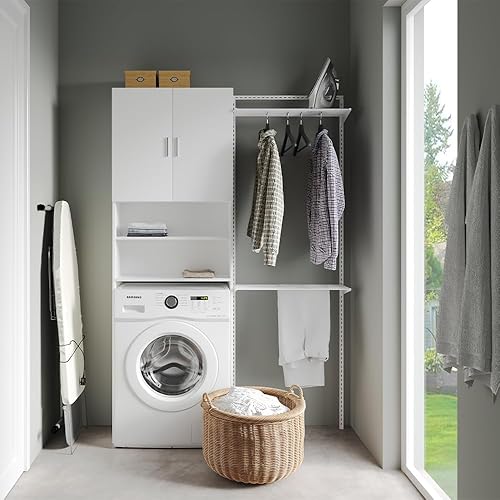 Vicco Armoire Machine à Laver Martha, Blanc, 64 x 190 cm avec 2 Portes Longues - Nail Gallerys