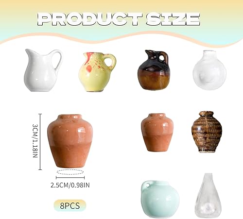 LUMOOM Lot de 8 mini aimants 3D pour réfrigérateur, mini vases à fleurs en résine, décoration pour cuisine et bureau - Nail Gallerys