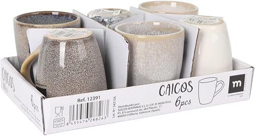 Ensemble de café complet – 6 tasses à café | 3 x 2 tasses en céramique en 3 couleurs différentes | Tasses pour boissons chaudes | Lot de 6 tasses Caïques – 90 ml - Nail Gallerys