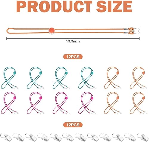 HDGSAFD Lanyard Réglable en 12 Pièces, Équipé De Clips Métalliques De 12 Pièces, Longe Élastique, Corde Élastique Durable, Outils De Fixation pour Le Tricot. - Nail Gallerys