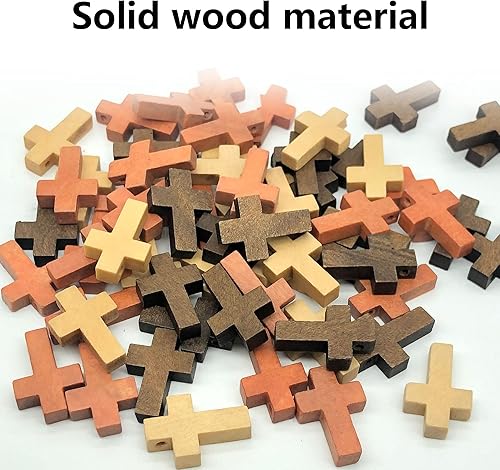 Hayaww 120 Pcs Pendentif Croix En Bois Mini Croix Breloques Croix Bois Perles Pour DIY Croix Breloques Perles Bricolage Croix Charmes Pour L'Artisanat DIY Bijoux Collier Bracelet (3 Couleurs) - Nail Gallerys