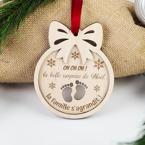 ERNESTINE - Boule de Noël personnalisée Annonce Grossesse - Cadeau Unique pour futurs Parents - Annonce Grossesse Grands-Parents - Annonce bébé Originale Noël - Idée Cadeau de Noël personnalisée Papa - Nail Gallerys