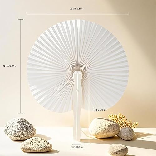 Lot 60 Eventail Mariage Blanc Personalisable Ronde Cadeau pour Invité Convive Mariage Aniversaire Bapteme Soirée - Nail Gallerys