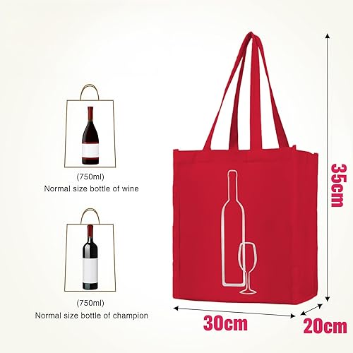 JCUGSBS Sac à bouteilles pour 6 bouteilles - En non-tissé - Portable et lavable - Avec cloison - Pour le vin, la bière et le camping - 35 x 30 x 20 cm - Nail Gallerys