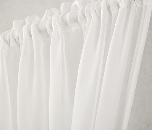 A.Monamour Rideau de Cuisine Court Petit Fenêtre Voilage Transparent Blanc Uni Rideau De Porte Française 2 Rideau Brise-bise Rideaux à Disques Cantonnières Demi Rideau Passe-Tringle Bistro Café - Nail Gallerys