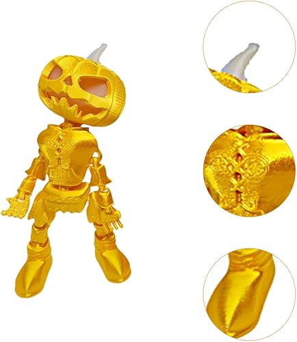 Folpus Décoration de Citrouille Lumineuse pour Halloween, Statue Lumineuse, Figurine Citrouille Zombie pour Cuisine, Table à Manger, Cour, bibliothèque, fête, Rouge Doré - Nail Gallerys