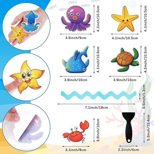 JUMRHFAN Lot de 45 autocollants antidérapants pour baignoire, douche avec motifs marins, bandes antidérapantes avec grattoir pour salle de bain, baignoire, échelle de piscine - Nail Gallerys