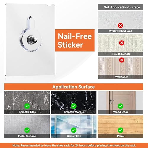 ClAZTyict Lot de 2 rangements de chaussures de camping-car avec adhésif adhésif, étagère à chaussures à suspendre au mur avec poches, gris - Nail Gallerys