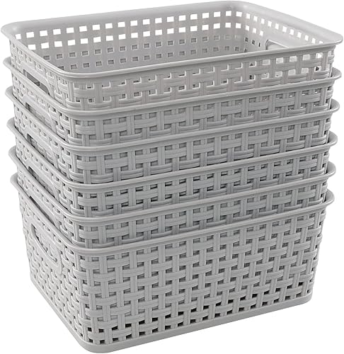 Ucake Panier de Rangement Plastique, Panier Organiseur, Gris, Lot de 6 - Nail Gallerys