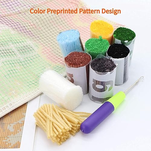 WallustrioaW fleurs Kit Crochet de Verrouillage Tapis DIY Broderie,beaux lys,Kit Tapis Point Noué à Faire pour Débutants,Adultes ou Enfants,Latch Hook Canevas Coussin,43x43cm - Nail Gallerys