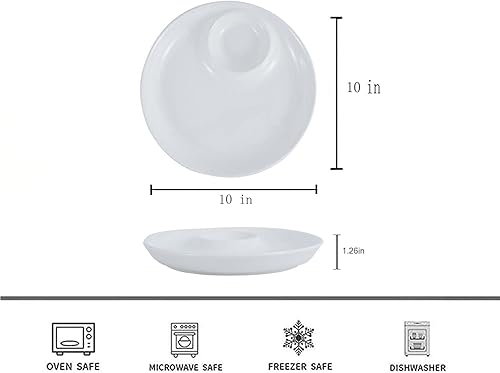Ecoodisk Porcelain Chip & Dip Serving Set 2pcs Puce et Plateau de Trempette Divisés Plateaux de Plats de Service divisé Platter Parfait pour l'apéritif, Le Dessert - Nail Gallerys