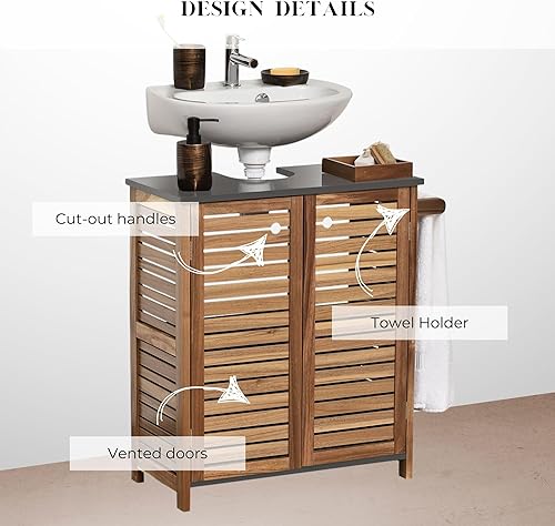 Tendance Meuble sous lavabo 2 Portes en Acacia - Nail Gallerys