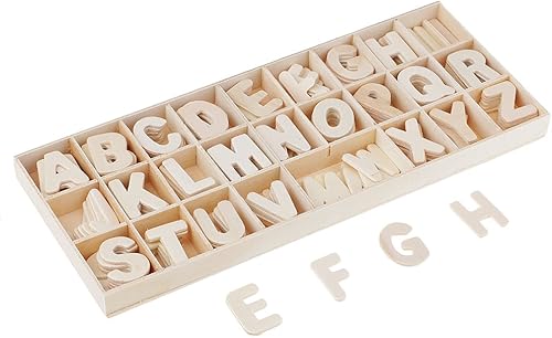 B Baosity 156 pièces Lettres en Bois Artisanal, Alphabet en Bois Naturel - avec bac de Rangement - Nail Gallerys