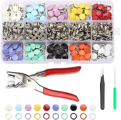 Bouton Pressions, Boutons Pression Metal, Boutons Pression Solides, avec Rangement de Boîte, Pince en Métal, Pince à Épiler et Tournevis, pour Bebeenfant, Bricolage Sac, Vestes, Jeans, 200PCS - Nail Gallerys