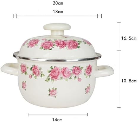 Bafnsiji Marmite Ronde en émail, Marmite à Bouillon en émail avec Couvercle, Marmite à Soupe en émail, Marmites à Induction, Contenants de Stockage des Aliments,C - Nail Gallerys