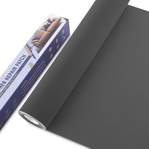 OAZ Patch de Réparation en Cuir,40 x 160 cm Simili Cuir Autocollant Patch en Cuir Auto-adhésif,pour Réparation et Rénovation de Canapé, siège Auto, Meubles, Veste en Cuir, Sacs à Main, Gris noir - Nail Gallerys