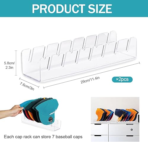 GIDWRIY 2 Pièces Range Casquette Porte,Organisateur Casquette en Acrylique,Support de Chapeau,Hat Organizer Transparent,Organiseur de Casquette,Cap Rack,Rangement Chapeau Dressing pour Commode - Nail Gallerys