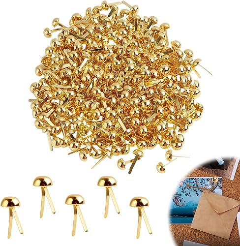 Riybyds 300 Pièces Attaches Parisiennes Métalliques Dorées, Clips Bipodes à Tête Ronde, Scrapbooking Accessoires, Pinces à tête Ronde, Mini brads, pour Scrapbooking, DIY, Cartes et Artisanat - Nail Gallerys