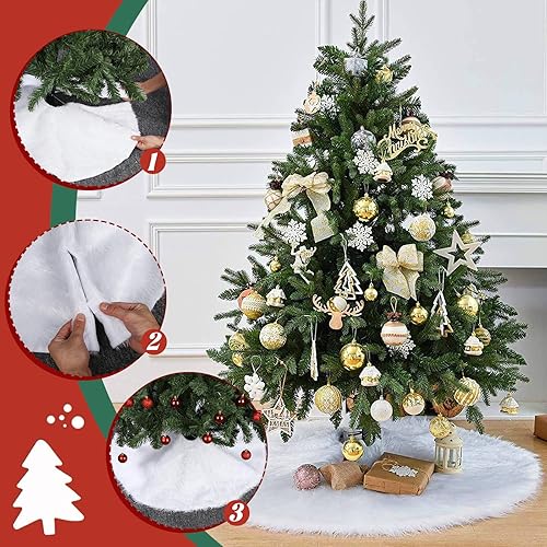 Bixury Cache Pied Sapin de Noel, 78cm Jupe de Sapin de Noel Peluche Neige Tapis de Sapin Blanc Couvre Pied, Couvre-Pied de Sapin de Noël pour la Decortion Sapin de Noel pour la Maison de Fête de Noël - Nail Gallerys