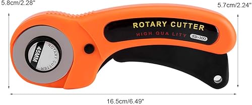 Emporte-pièce rotatif en alliage d'acier de 45 mm et outil de rembourrage de 5 lames de rechange pour tricot de crochet avec tissu de coupe de rouleau de poignée de sécurité (lot de 6) - Nail Gallerys