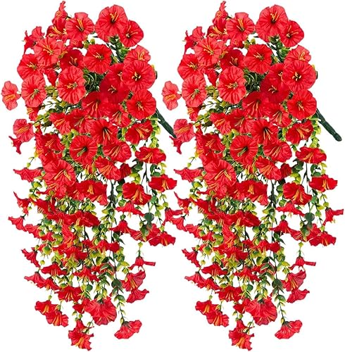Shitafe 2PCS Fleurs Artificielle Suspendue, 75CM Fleurs Artificielle Extérieur, Pétunia Artificielles, Plant-ES Artificielles Simulation, pour Balcon Jardin Patio Mariage Partys Décoration - Nail Gallerys