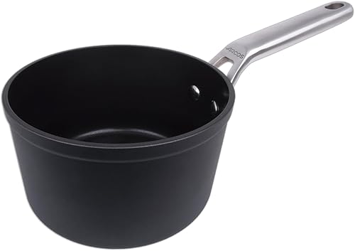 Arcos Série Samoa | Petite casserole Anti-adhésive 16 cm et 1,5 L | Aluminium Forgé | Compatible tous feux | Poignées acier inox effet froid | Économie d'énergie | Noir | FULL INDUCTION - Nail Gallerys