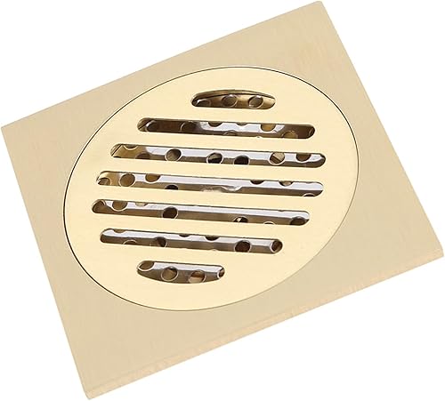 Yctze Drain de Sol Carré en Laiton Brossé Doré, Grille à Déchets de Douche de Salle de Bain, Crépine en Laiton Solide et pour Usage Domestique - Nail Gallerys