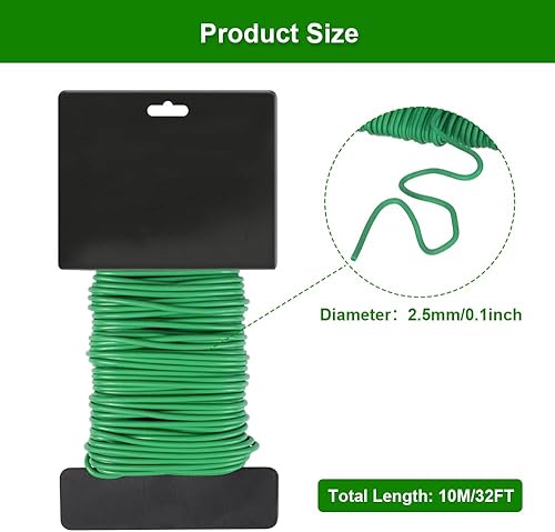 2 Pièces Fil Jardinage 2.5mm x 10m,Fil de Serrage pour Jardin,Liens de Jardinage pour Ligatures,Fil de Jardin Vert Souple,Fil de Attache Plante Jardín pour Tomates,Plantes Grimpantes,Vignes,Fleurs - Nail Gallerys