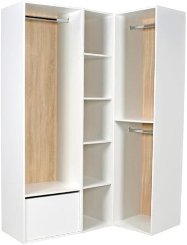 Vente-unique - Dressing d'angle modulable - L144,5 cm - Blanc et Naturel - TAMOKA - Nail Gallerys