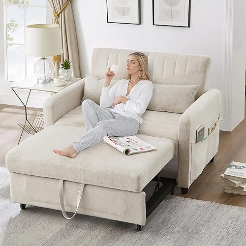 Zepneiy Canapé Convertible 2 Places avec Dossier réglable sur 3 Niveaux, Canapé Lit Noir pour Salon Villa - Nail Gallerys