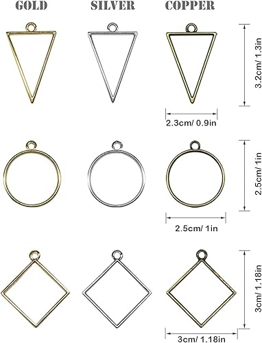44 PCS Plateaux Pendentif pour Résine, Woohome 36 PCS Pendentifs à Dos Ouvert, Pendentifs de Breloques de Rond Triangle Prismatique, Outils pour Résine, Bracelet Boucles D'oreilles - Nail Gallerys