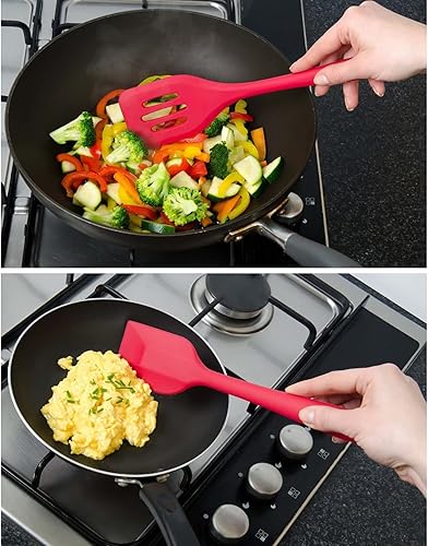 CHAMEEN Ustensiles de cuisine en silicone platine sans BPA avec noyau en nylon Kitchen Essentials - Lot de fouets et spatules en silicone - Nail Gallerys