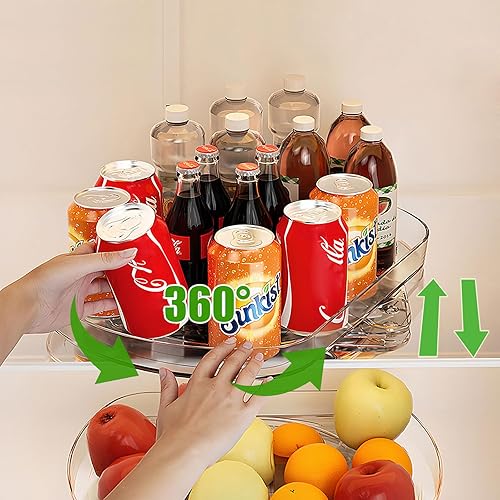 LANMOU Lazy Susan Organiseur de Plateau Tournant pour Réfrigérateur, Plateau Tournant Frigo Rectangulaire 40cm, 360° Rotatif, avec Plateau Tournant Antidérapant, Transpar - Nail Gallerys