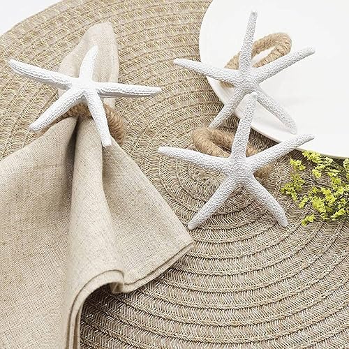 MaItagkam Ensemble de 8 Ronds de éToile de Mer Faits à la Main, Porte-Anneau de Blanc Faux éToile de Mer pour Mariage, FêTe, Tables à Manger - Nail Gallerys