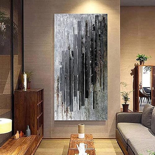 HTWLMM Noir Blanc Art Toile Tableau Moderne Abstrait Peintures Decoration Nordique Affiche Murale Art Tableaux Salon Chambre Decoration sans Cadre (70X140CM) - Nail Gallerys