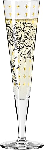 Ritzenhoff 1071030 Flûte à champagne 200 ml - Série Goldnacht n° 30 - Motif jardin de roses avec or véritable - Made in Germany - Nail Gallerys