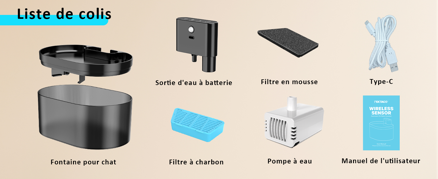 Fontaine à eau sans fil pour chat