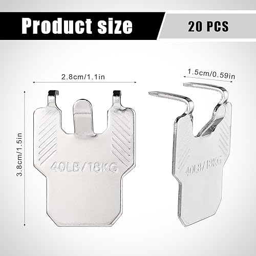 Lyreh 20pcs Griffes Tableau Cloison Sèche, Acier Inoxydable Sans Clou Crochets pour Miroir Supporte Jusqu'à 18,14 Kg pour Cadre Photo Miroir Œuvre d'Art - Nail Gallerys